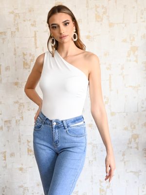 Κορμάκι με Έναν Ώμο Λευκό