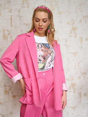 Σακάκι Φούξια Ριγέ