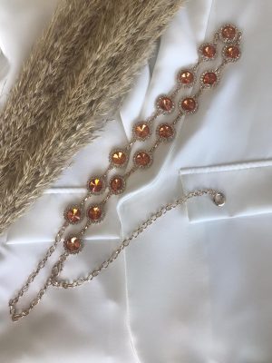 Zώνη μεταλλική με πορτοκαλί στρας