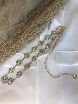 Zώνη μεταλλική με πράσινα στρας