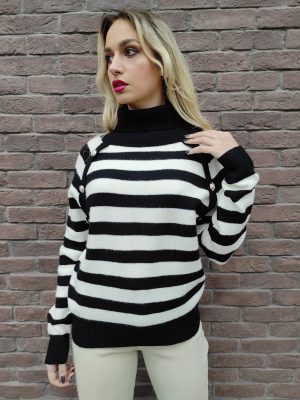 Μπλούζα Πλεκτή Ριγέ Μαύρη