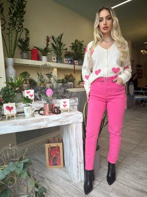 Παντελόνι Τζιν Φούξια με Ζώνη