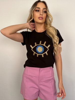 T-shirt Μαύρο με Τύπωμα Μάτι