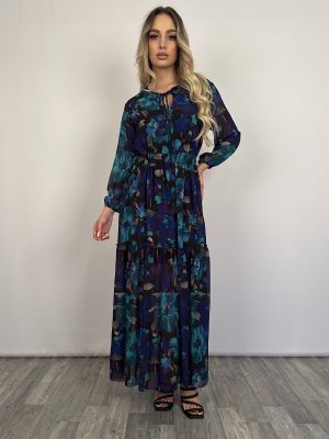 Φόρεμα Maxi Φλοράλ Μωβ -Πράσινο