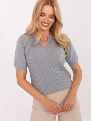 Κοντομάνικο πουλόβερ σε Γκρι - Moda sofisticata