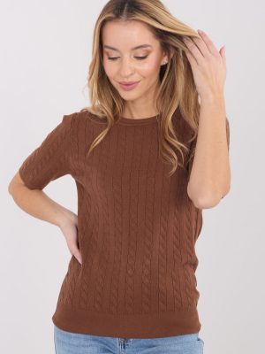 Κοντομάνικο πουλόβερ σε Καφέ - Effortless glamour