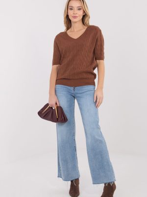 Κοντομάνικο πουλόβερ σε Καφέ - Moda autentica